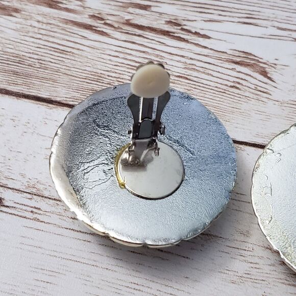 Vintage Clip On Earrings Yellow 1 & 5/8" Large Statement Unusual - Picture 4 of 6